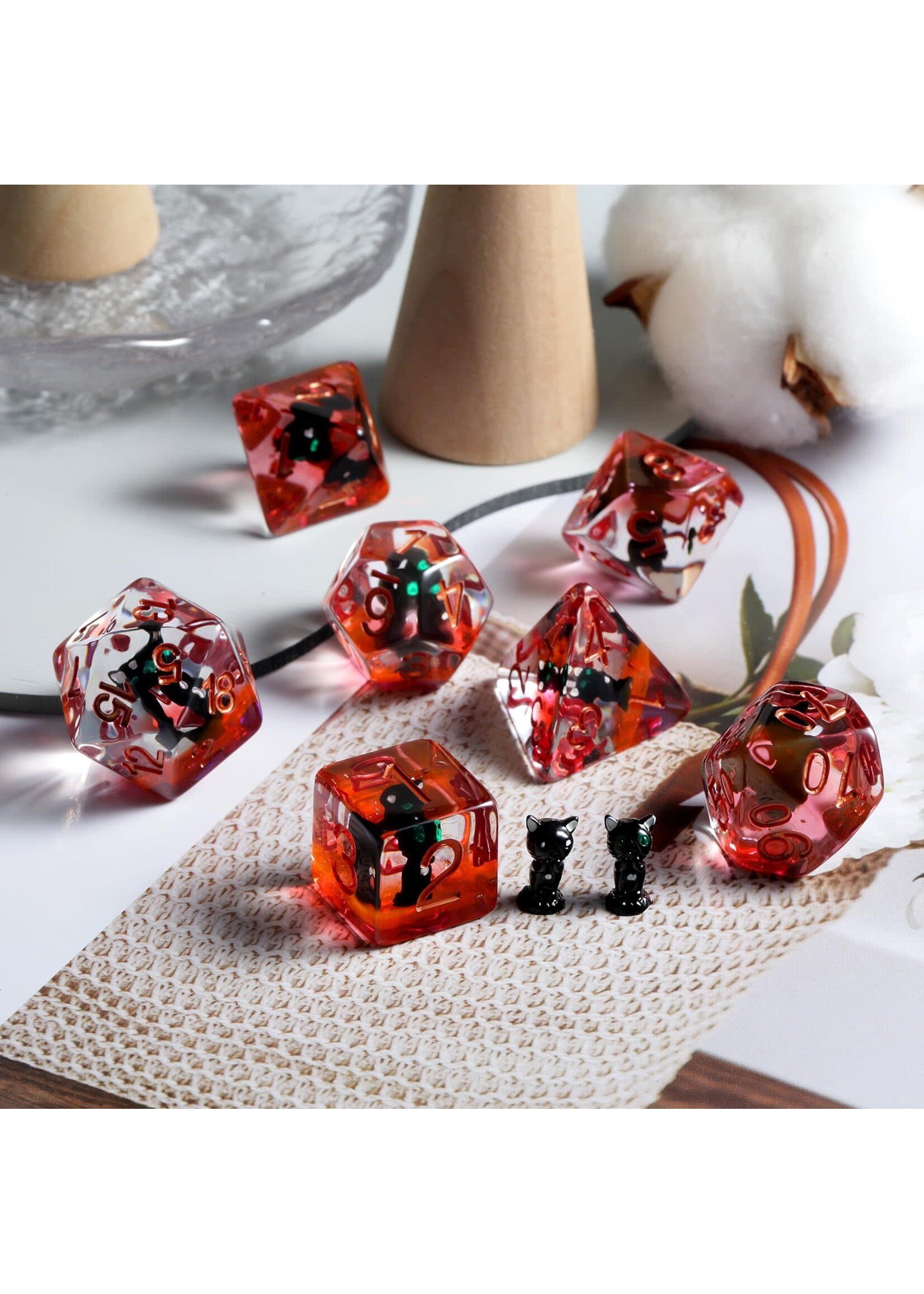 DICE HABIT RESIN DICE BLACK CAT 7PC SET