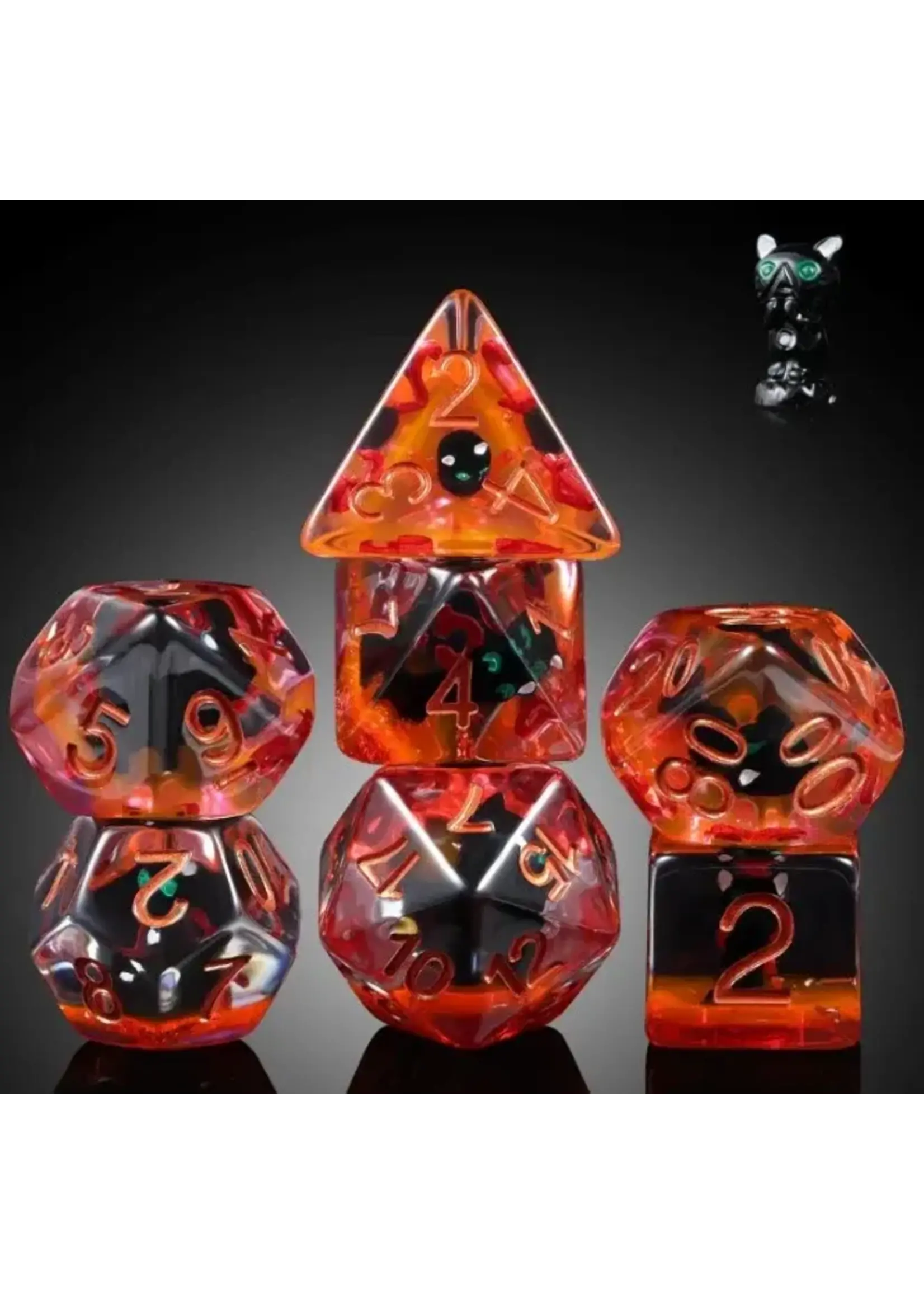 DICE HABIT RESIN DICE BLACK CAT 7PC SET