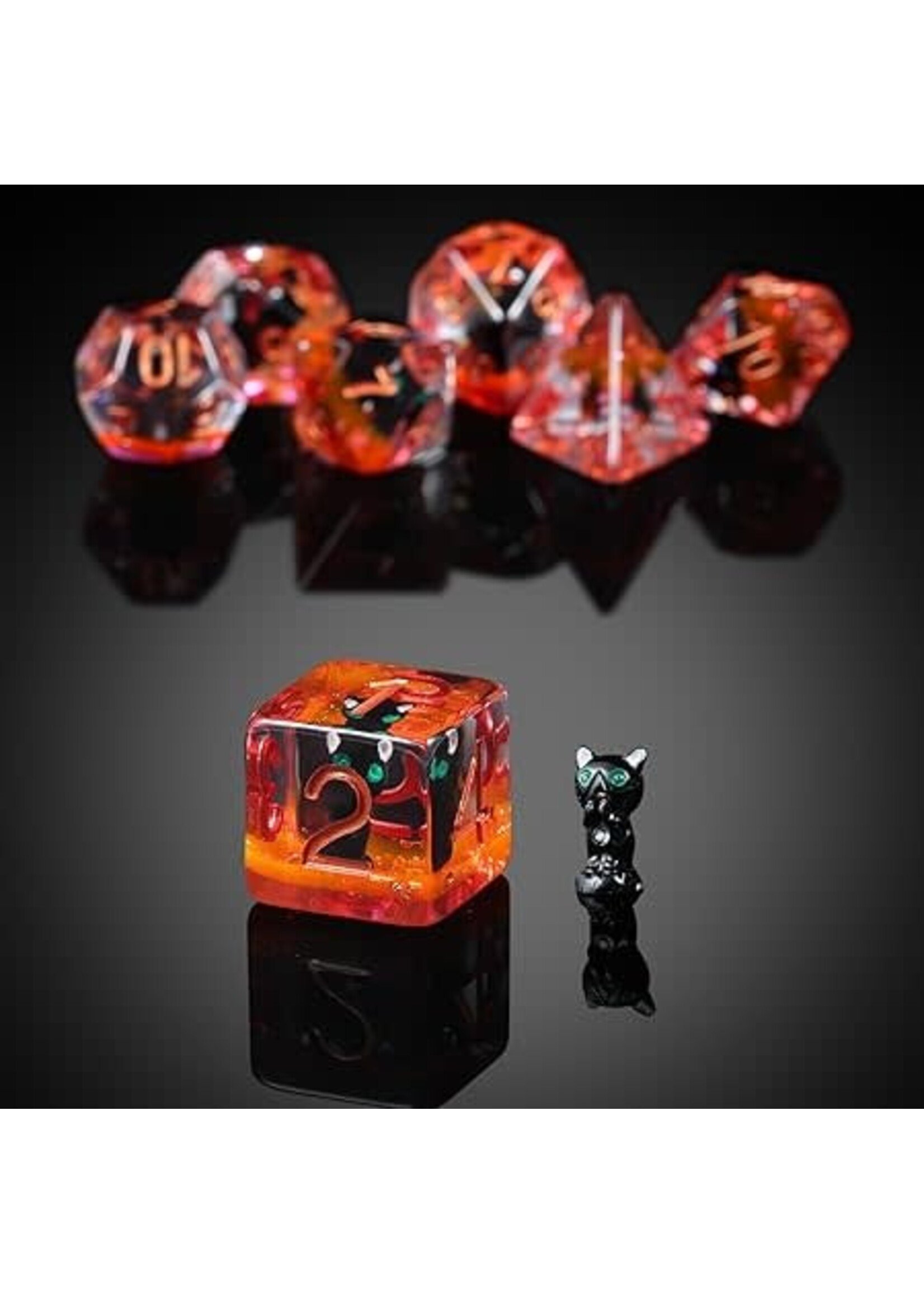 DICE HABIT RESIN DICE BLACK CAT 7PC SET