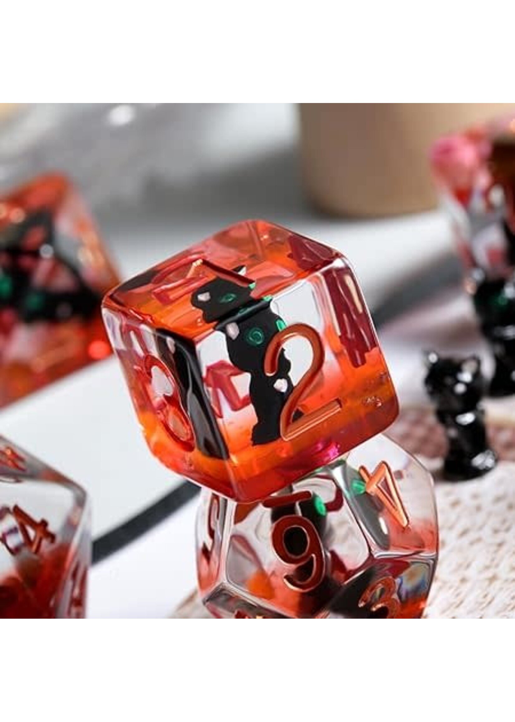 DICE HABIT RESIN DICE BLACK CAT 7PC SET