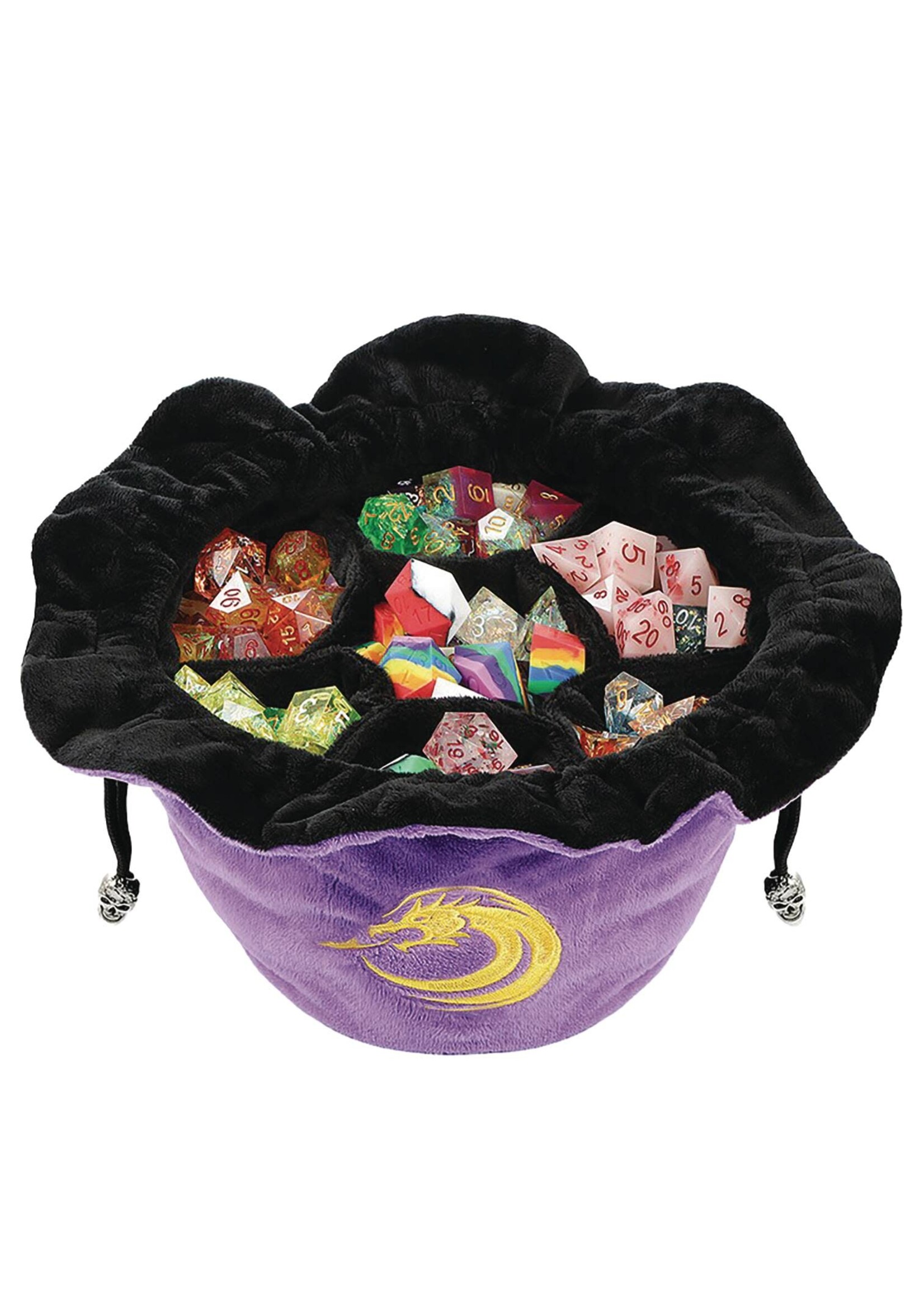 DRAWSTRING PURPLE SECTIONAL DICE POUCH
