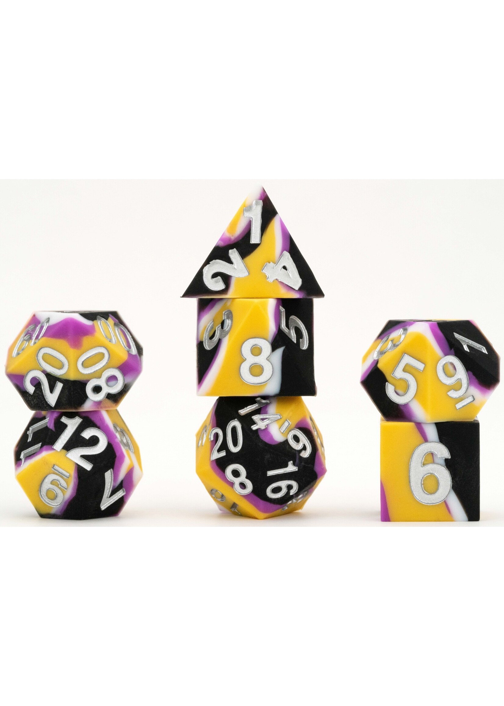 FANROLL DICE SHARP EDGE SILICON RUBBER 16MM 7PC SET PRIDE NONBINARY