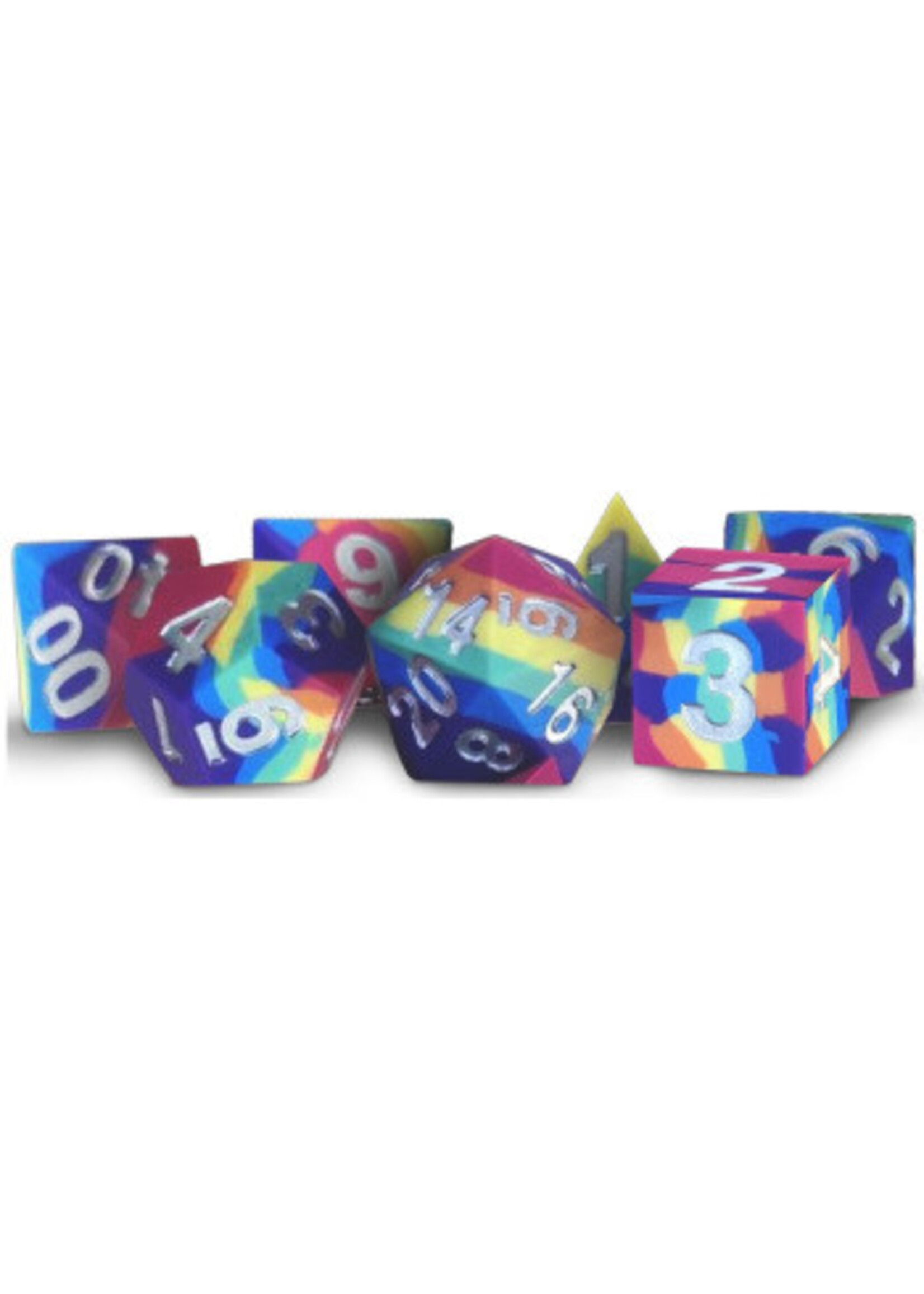 FANROLL DICE SHARP EDGE SILICON RUBBER 16MM 7PC SET RAINBOW