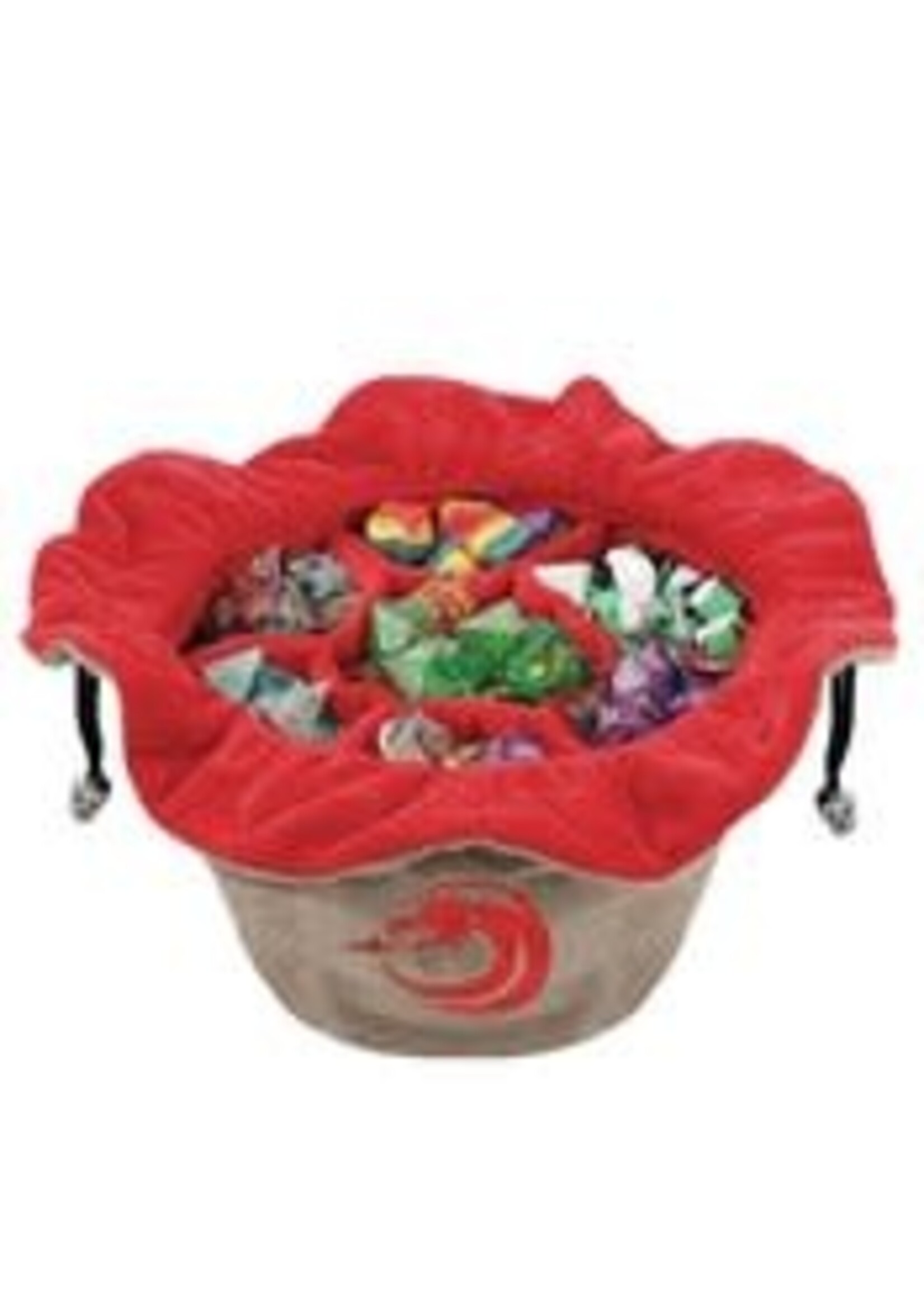 DRAWSTRING BROWN SECTIONAL DICE POUCH