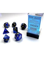 CHESSEX GEMINI 7-DIE SET BLACK-BLUE/GOLD