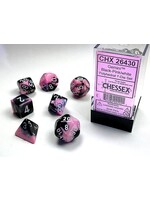 CHESSEX GEMINI 7-DIE SET BLACK-PINK/WHITE