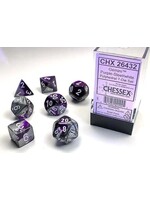 CHESSEX GEMINI 7-DIE SET PURPLE-STEEL / WHITE