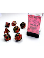CHESSEX GEMINI 7-DIE SET BLACK-RED/GOLD