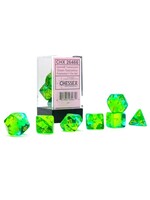 CHESSEX GEMINI 7-DIE SET TRANSLUCENT GRN-TEAL/YELLOW