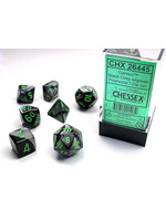 CHESSEX GEMINI 7-DIE SET BLACK-GREY/GREEN