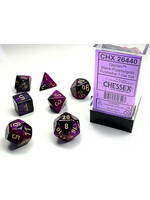 CHESSEX GEMINI 7-DIE SET BLACK-PURPLE/GOLD