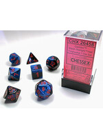 CHESSEX GEMINI 7-DIE SET BLACK-STARLIGHT/RED