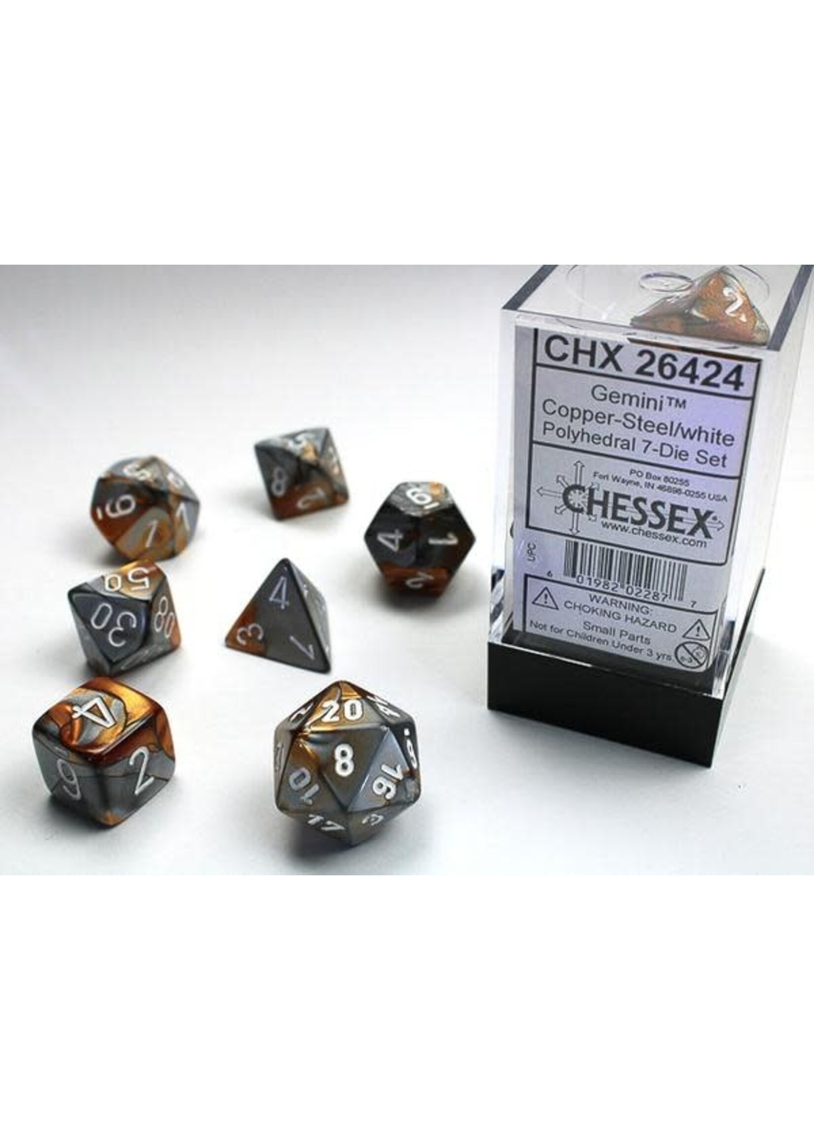 CHESSEX GEMINI 7-DIE SET COPPER-STEEL/WHITE