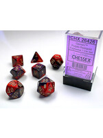 CHESSEX GEMINI 7-DIE SET PURPLE-RED/GOLD
