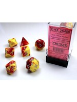 CHESSEX GEMINI 7-DIE SET RED-YELLOW/SILVER
