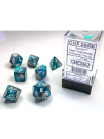 CHESSEX GEMINI 7-DIE SET STEEL-TEAL/WHITE