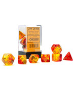 CHESSEX GEMINI 7-DIE SET TRANSLUCENT RED-YELLOW/GOLD