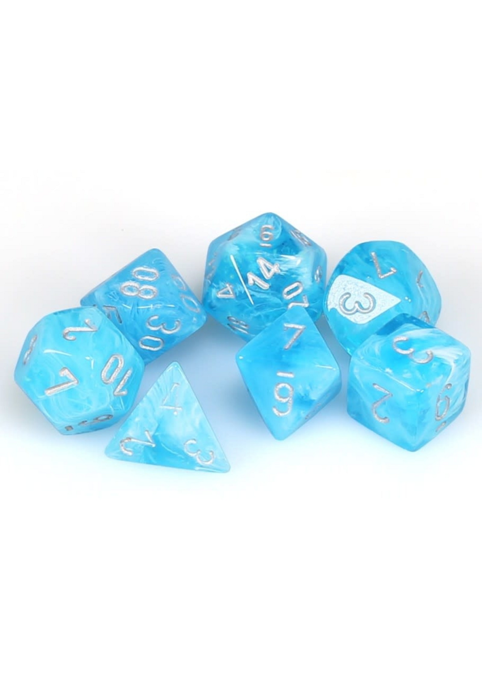 CHESSEX MINI LUMINARY 7-DIE SET SKY/SILVER