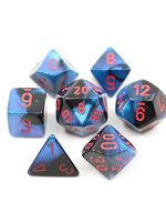 CHESSEX MINI GEMINI 7-DIE SET BLACK-STARLIGHT/RED
