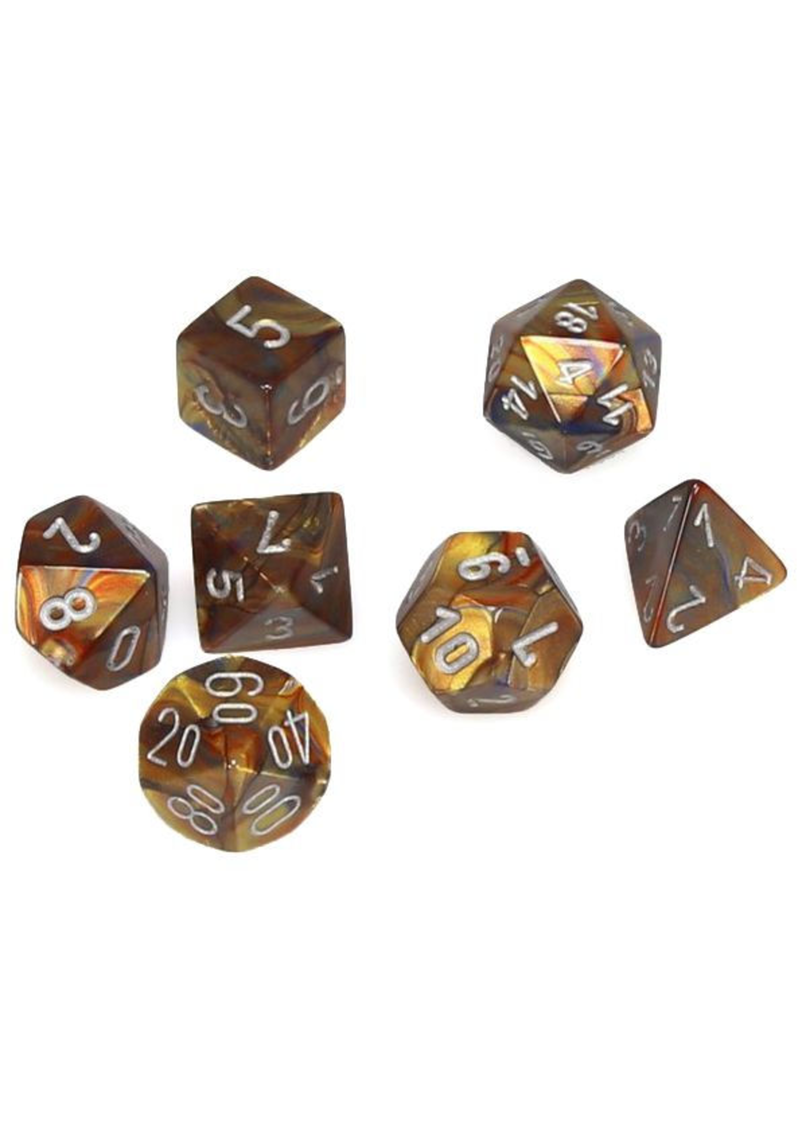 CHESSEX MINI LUSTROUS 7-DIE SET GOLD/SILVER