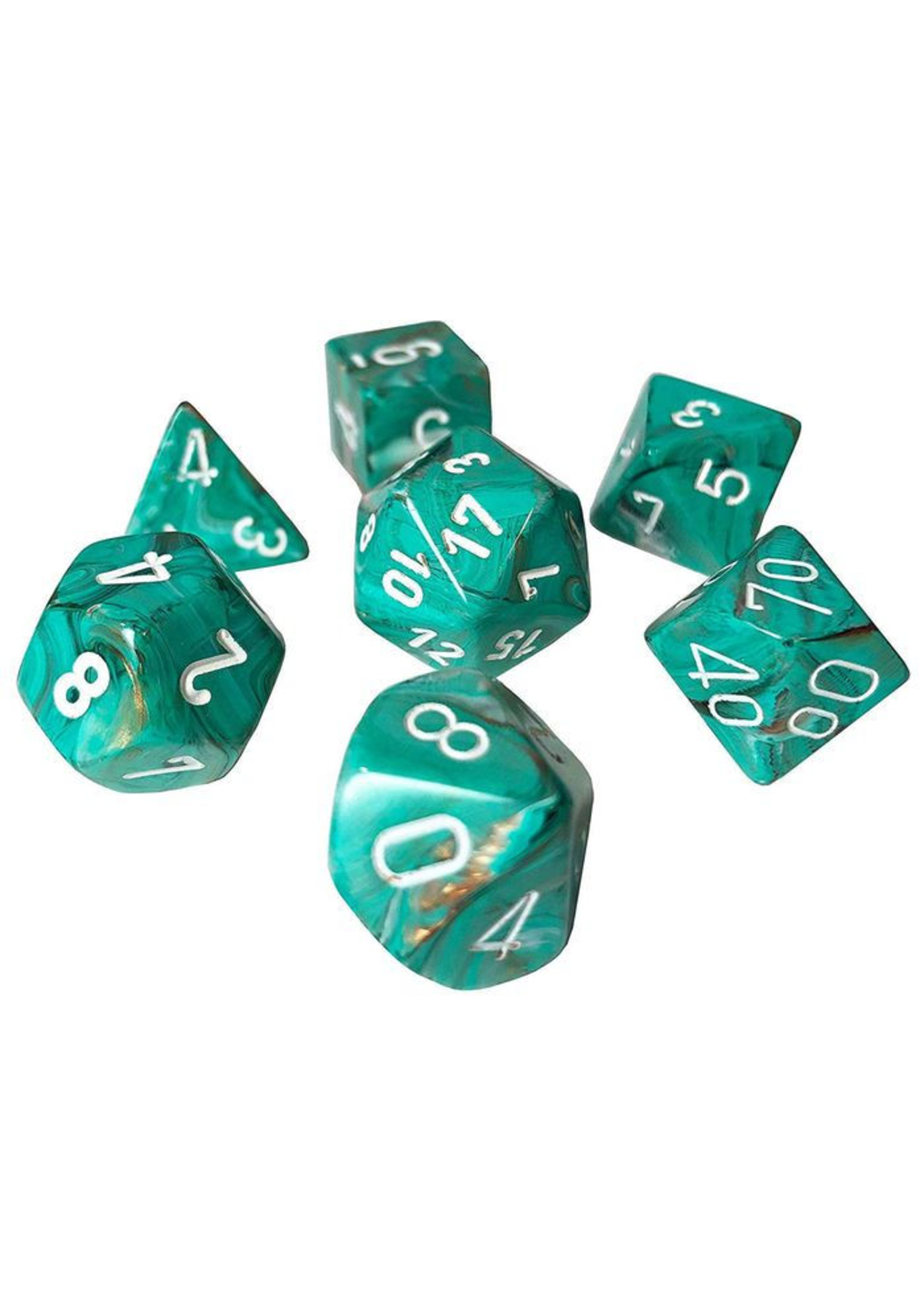 CHESSEX MINI MARBLE 7-DIE SET OXI-COPPER/WHITE