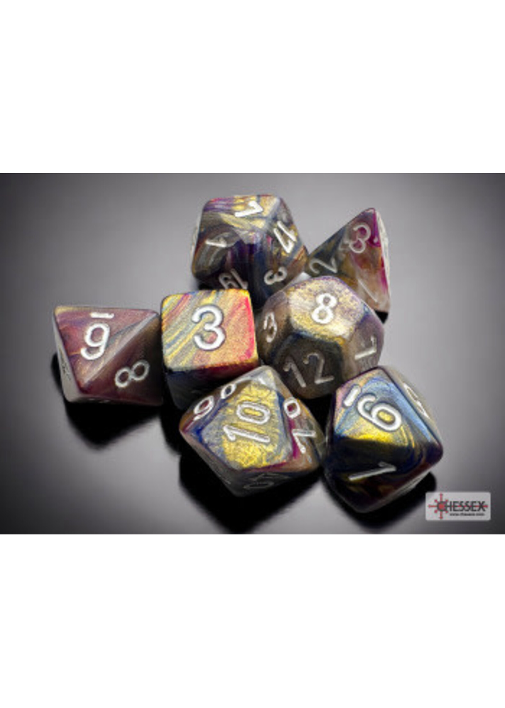 CHESSEX MINI FESTIVE 7-DIE SET CAROUSEL/WHITE