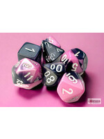 CHESSEX MINI GEMINI 7-DIE SET BLACK-PINK/WHITE