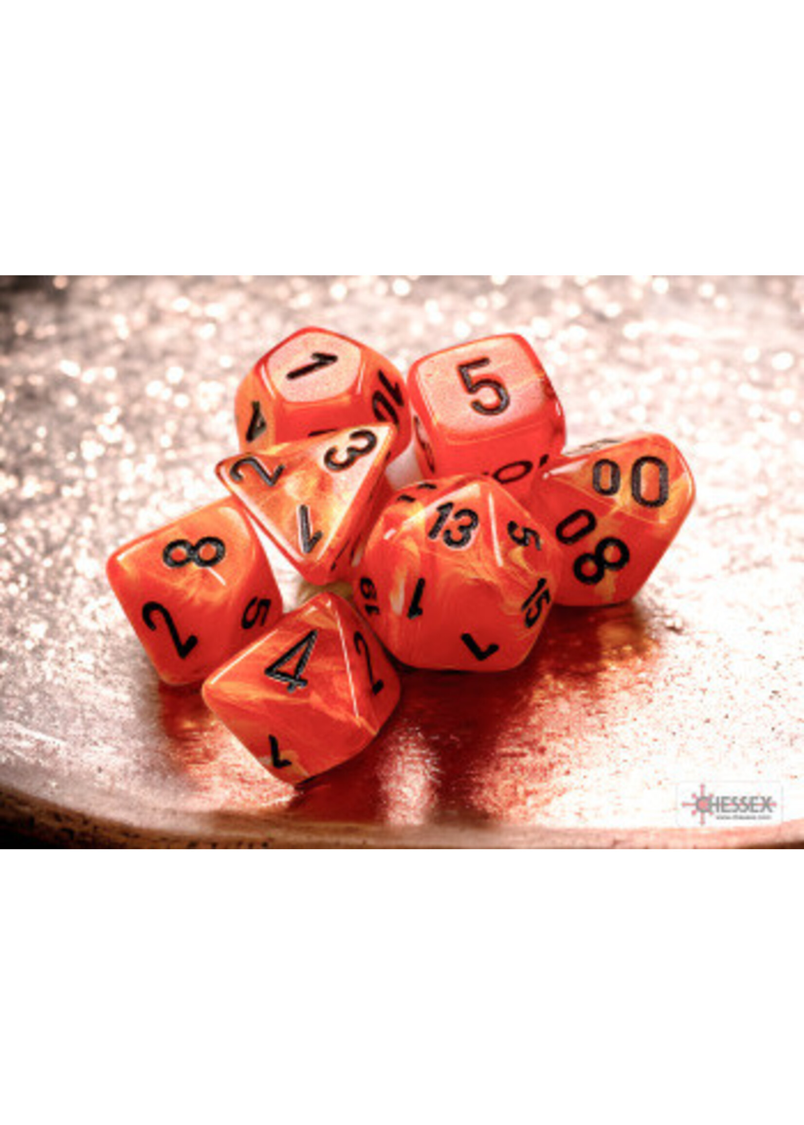 CHESSEX MINI VORTEX 7-DIE SET ORANGE/BLACK