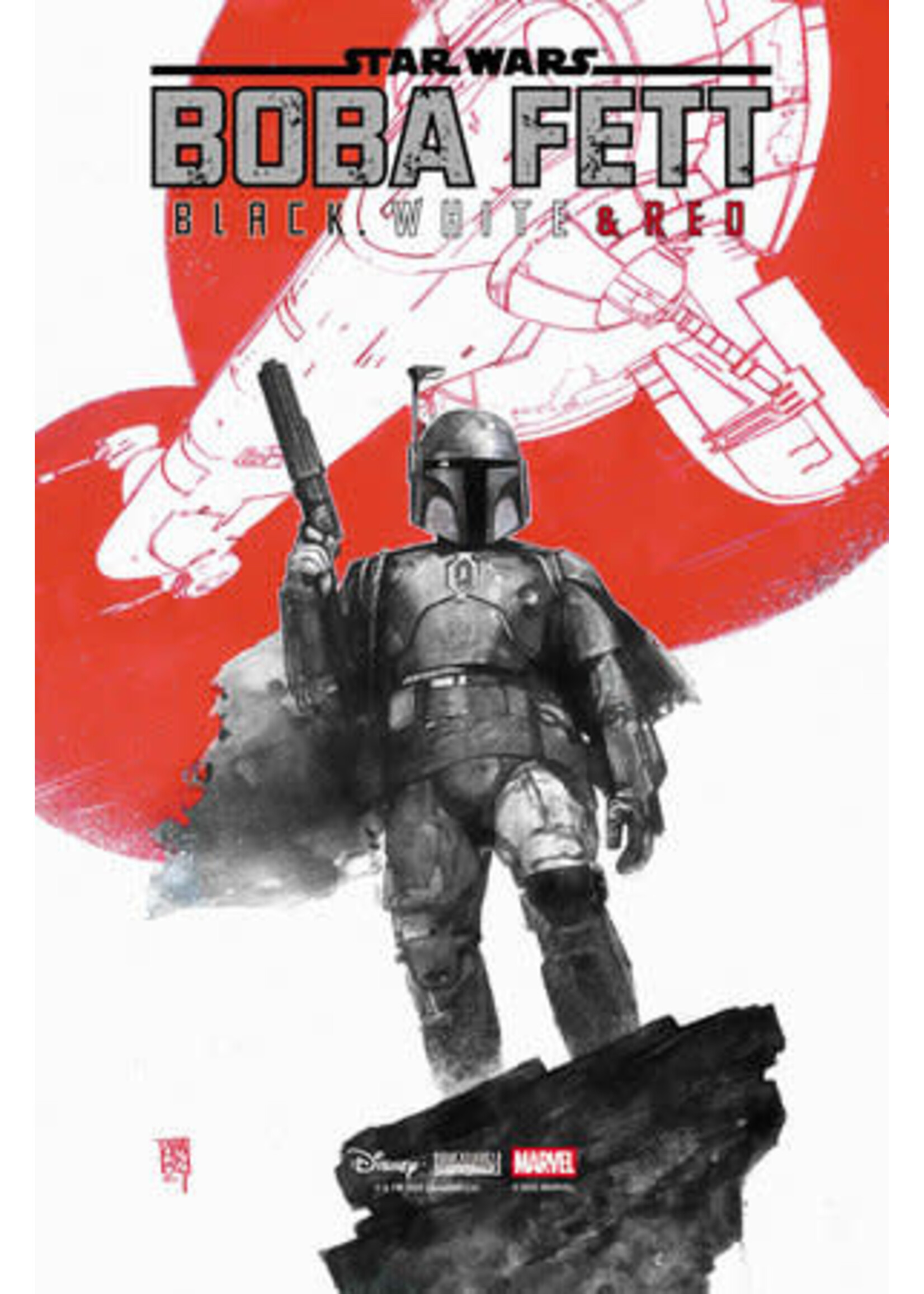 MARVEL COMICS STAR WARS BOBA FETT BLACK WHITE & RED (2025) #1