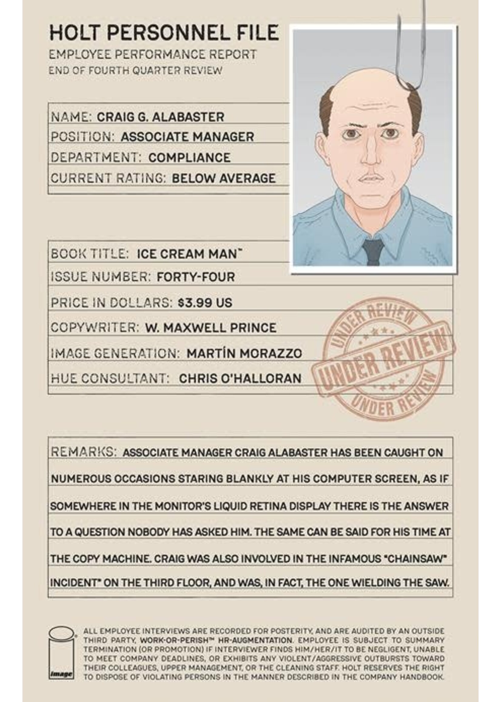 IMAGE COMICS ICE CREAM MAN #44 CVR A MORAZZO & OHALLORAN (MR)