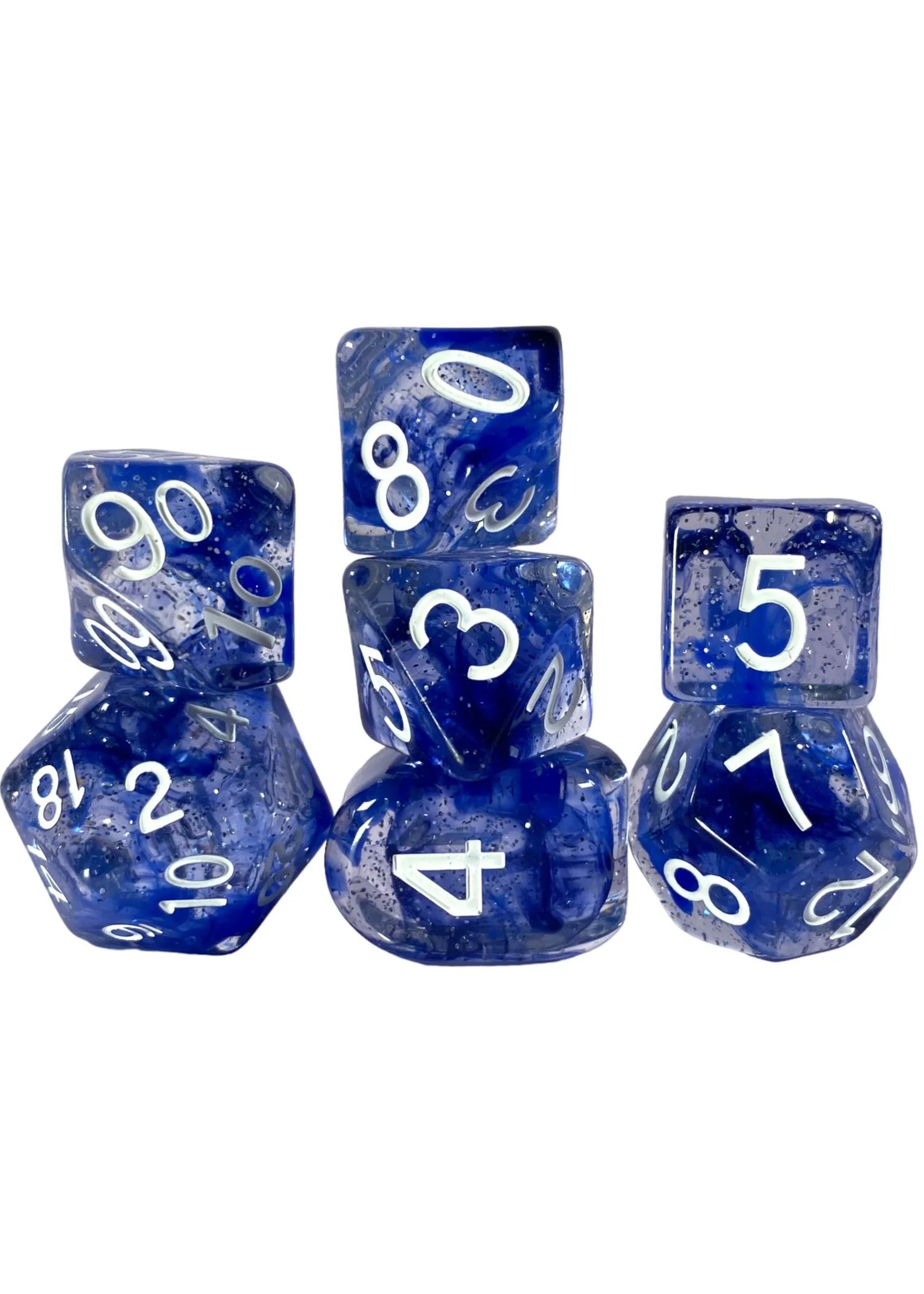 R4I SET OF 7 DICE SUNKEN SILVER
