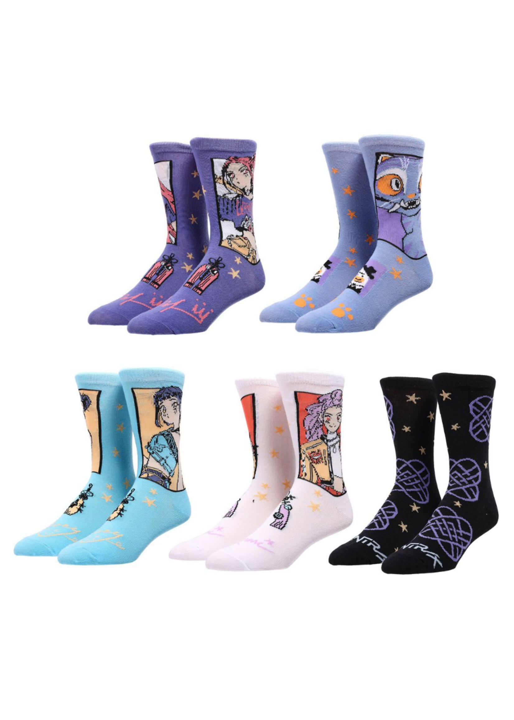 KPOP DEMON HUNTERS HUNTRIX AND DERPY CREW SOCK 5-PACK