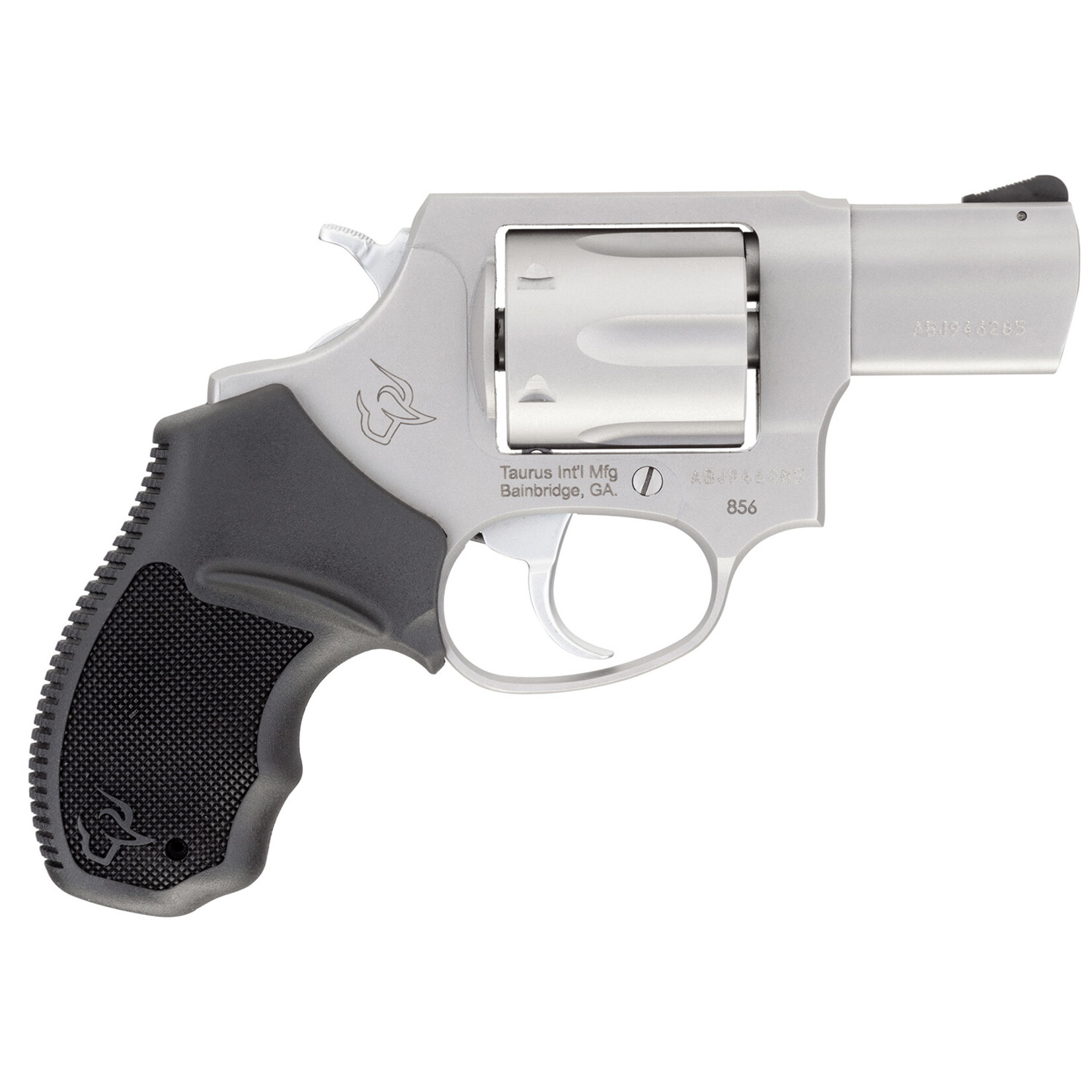 Taurus Taurus 856 CA Compliant 38 Special +P Caliber with 2" Barrel, 6rd Capacity Cylinder, Overall Matte Finish Stainless Steel & Finger Grooved Black Rubber Grip