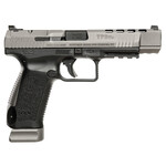 Canik Canik TP9SFx 9mm Luger 20+1 5.20" Barrel, Black Frame w/Picatinny Accessory Rail, Serrated Tungsten Gray Cerakote Slide w/Ports, Tungsten Gray Interchangeable Backstrap Grip, Includes 2 Magazines & Holster