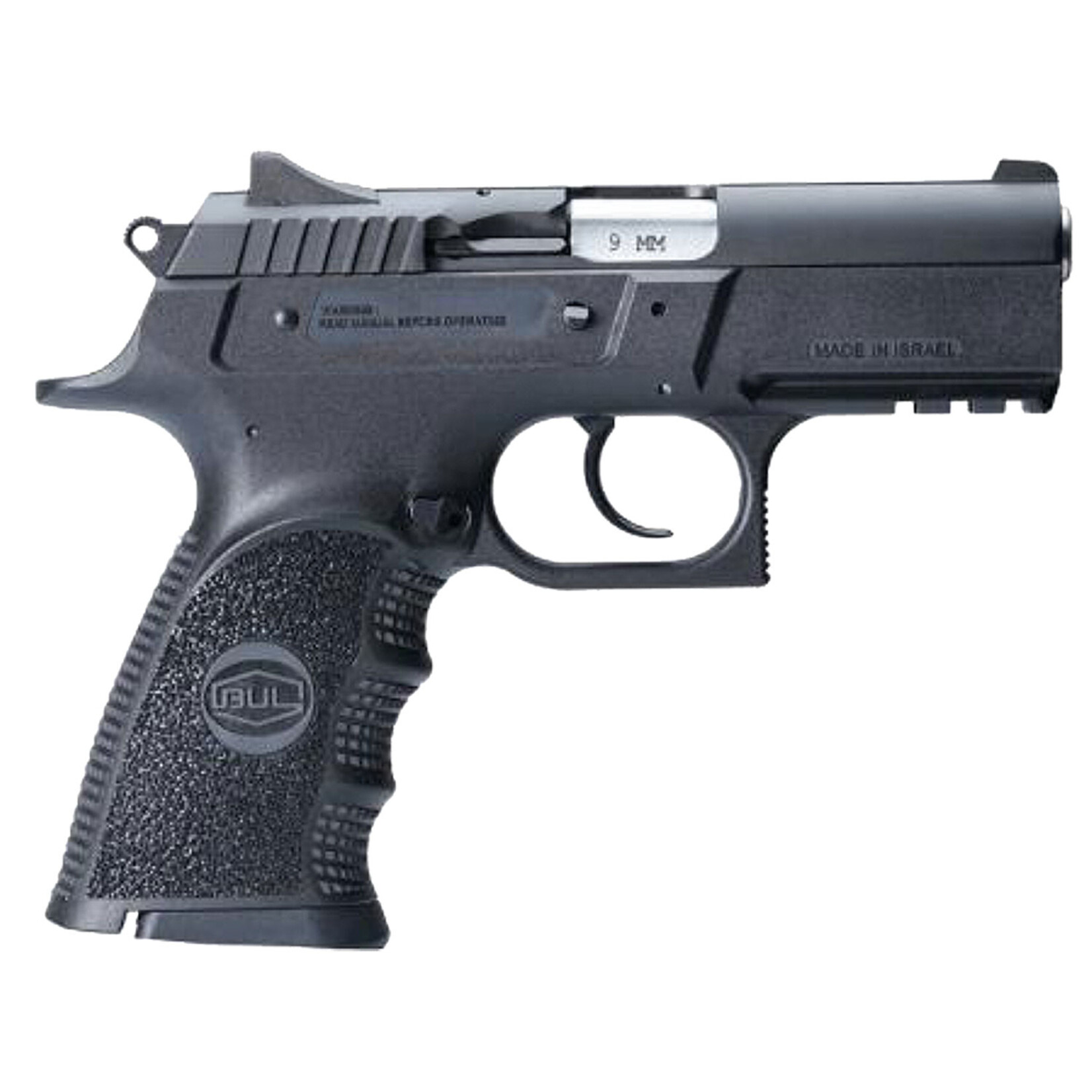 BUL Armory Bul Armory Cherokee Compact Frame 9mm Luger 17+1, 3.66" Black Steel Barrel, Black Oxide Serrated Steel Slide, Black Oxide Polymer Frame w/Beavertail & Picatinny Rail, Black Finger Groove Polymer Grip