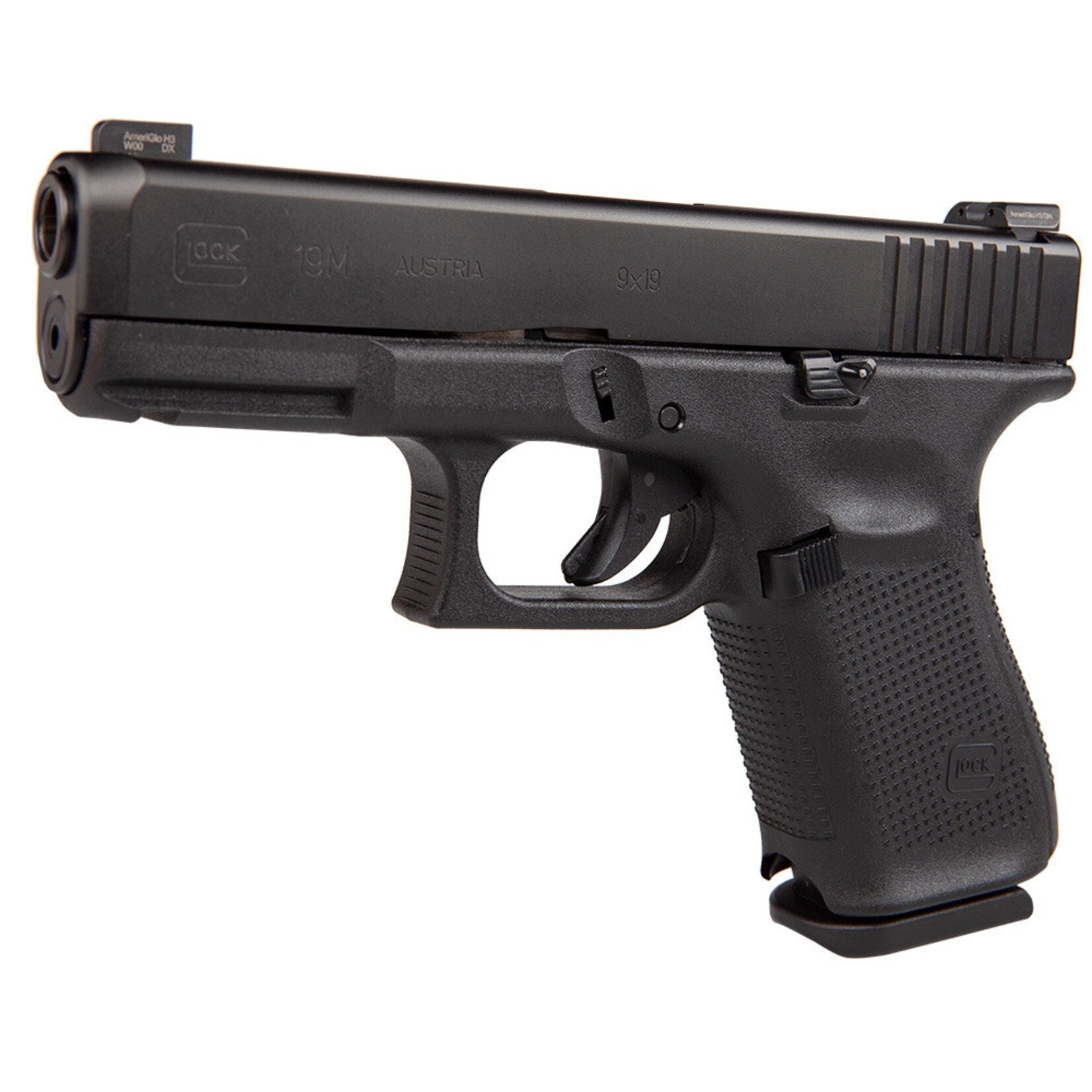 GLOCK Glock FBI 19M Compact 9mm 4.02" 15+1 Black Grip Flared AmeriGlo Night Sights