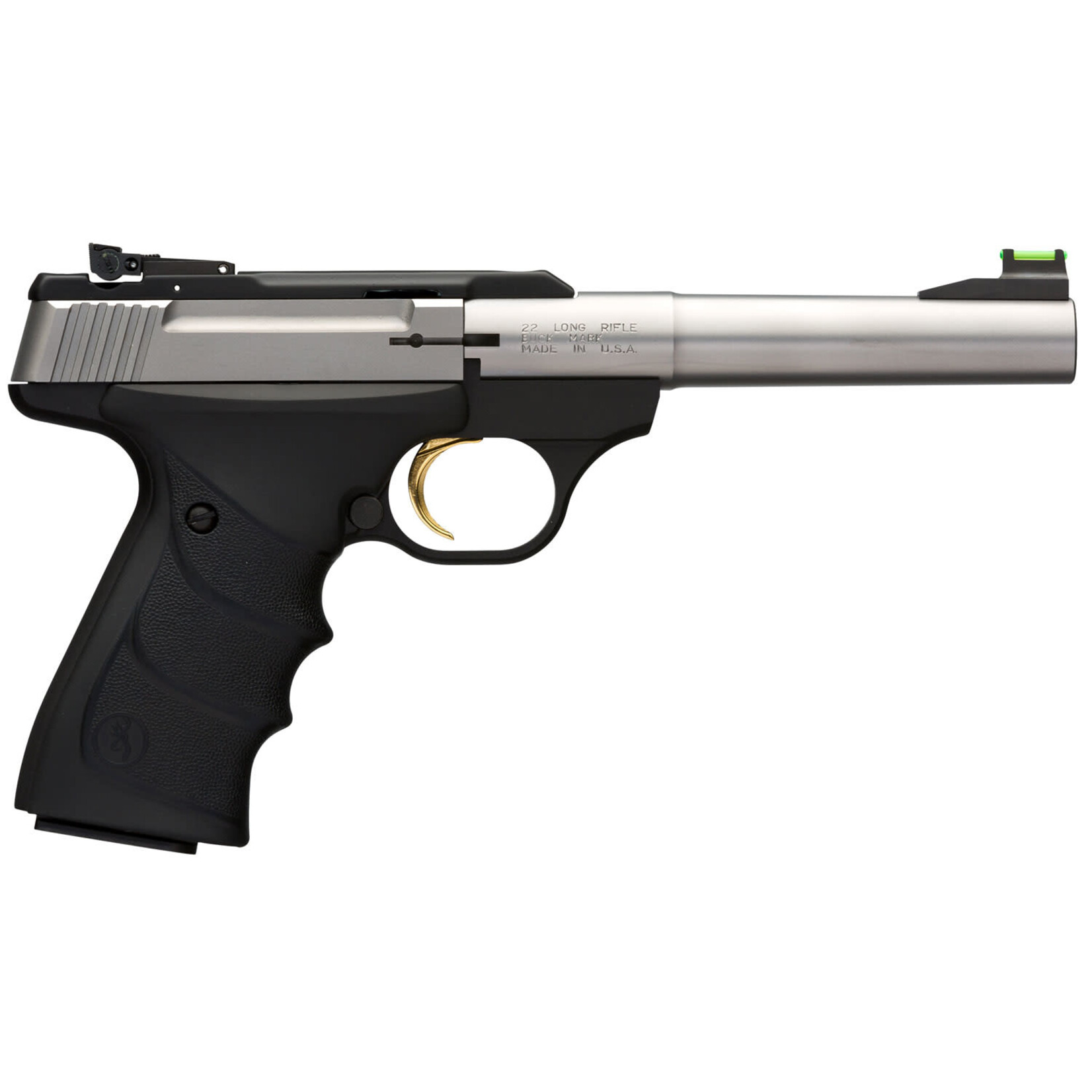 Browning Browning Buck Mark Camper 22 LR 10+1 5.50" Taper Bull Barrel, Matte Stainless Serrated SS Slide & Aluminum Frame, Black Ultragrip RX Grips