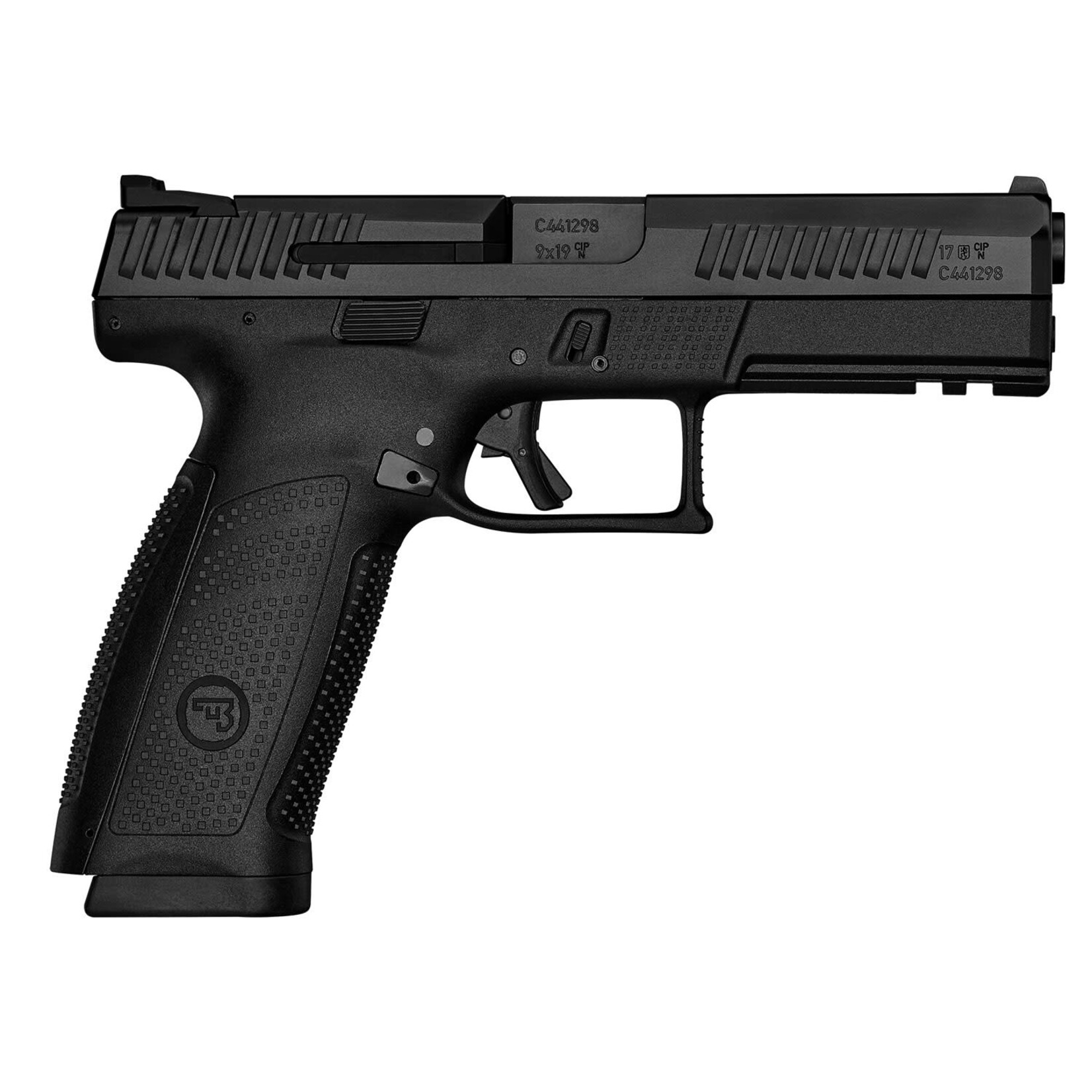 CZ CZ-USA P-10 F 9mm Luger 19+1 4.50" Cold Hammer Forged Barrel, Black Nitride Inside Railed/Serrated Slide, Black Polymer Frame w/Picatinny Rail, Serrated Trigger Guard & Reversible Mag Release, Black Interchangeable Backstrap Grips