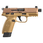 FN America FN 502 Tactical 22 LR 10+1 15+1 4.60" Threaded Barrel, Flat Dark Earth Serrated/Optic Ready Slide, FDE Polymer w/Picatinny Rail Frame & Textured Polymer Grip