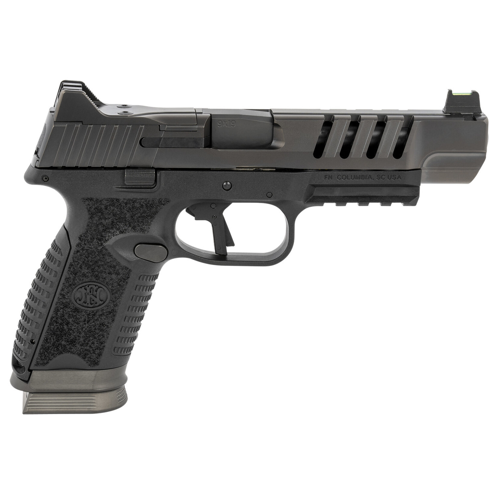 FN America FN 509 LS Edge 9mm Luger 17+1 5" Black Hammer Forged/Target Crown Barrel, Graphite PVD Serrated/Optic & Lightening Cuts Slide, Matte Black Polymer Frame w/Picatinny Rail, Black Textured Interchangeable Backstraps Grips Right Hand