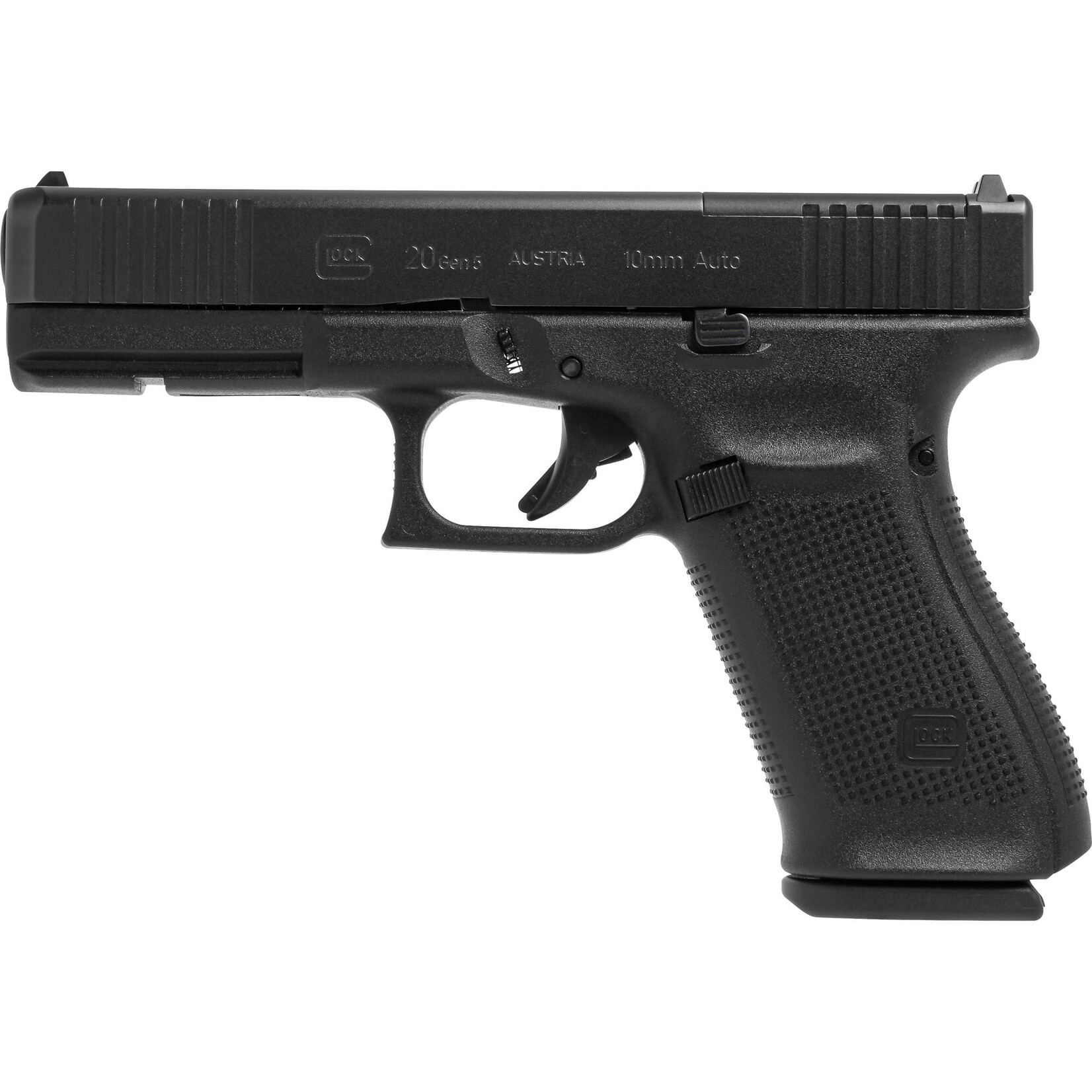 GLOCK Glock G20 Gen5 MOS Compact 10mm Auto, 15+1 4.61" Black Steel Barrel, Black nDLC Serrated Slide, Black Polymer Frame & Grips