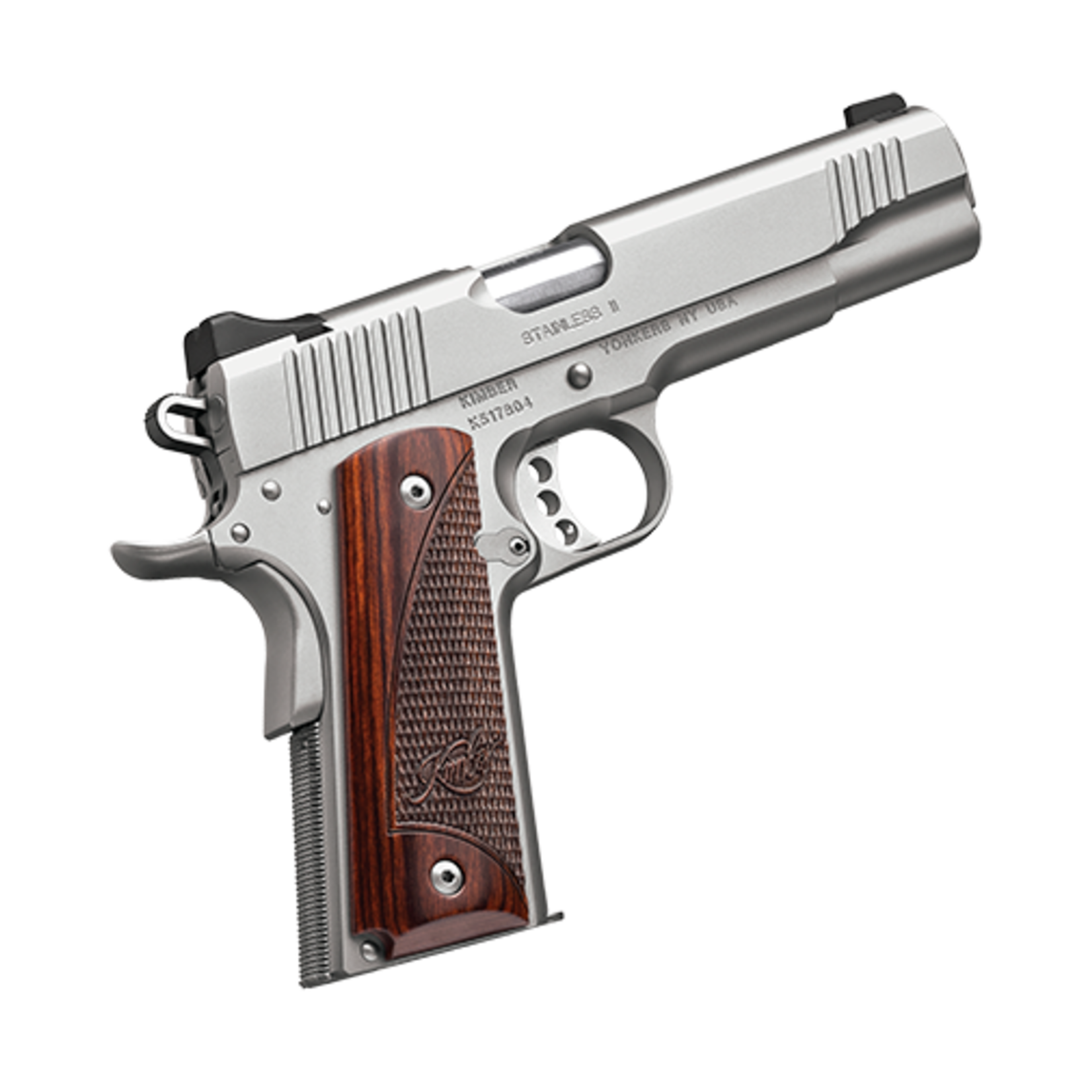 Kimber Kimber Stainless II 9mm 5" Barrel, 9+1 Rounds - Stainless/Silver, Wood Grips