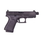 GLOCK Glock G19 Gen5 Compact 9mm Luger 4.03 " THREADED 15+1 Overall Black Finish with nDLC Steel with Front Serrations Slide, Rough Texture Interchangeable Backstraps Grip & AMGLO Fixed Sights