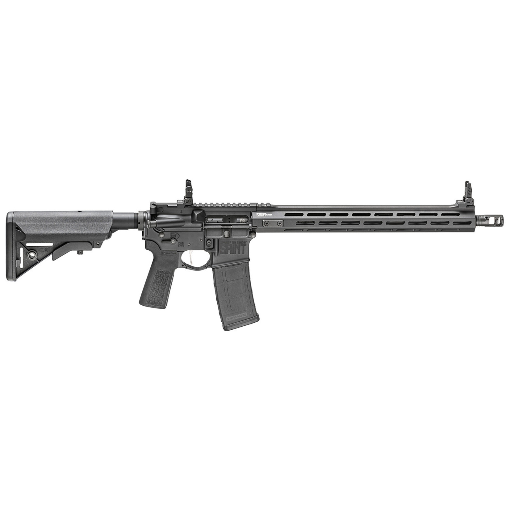 Springfield Armory Springfield Armory SAINT Victor 5.56x45mm NATO 30+1 16" CMV Melonite Barrel, Hard Coat Anodized Receiver, B5 Systems SOPMOD Stock/Type 23 P-Grip/Trigger Guard, 15" M-Lok Free Float Handguard, Nickel Boron Coated Flat GI Trigger