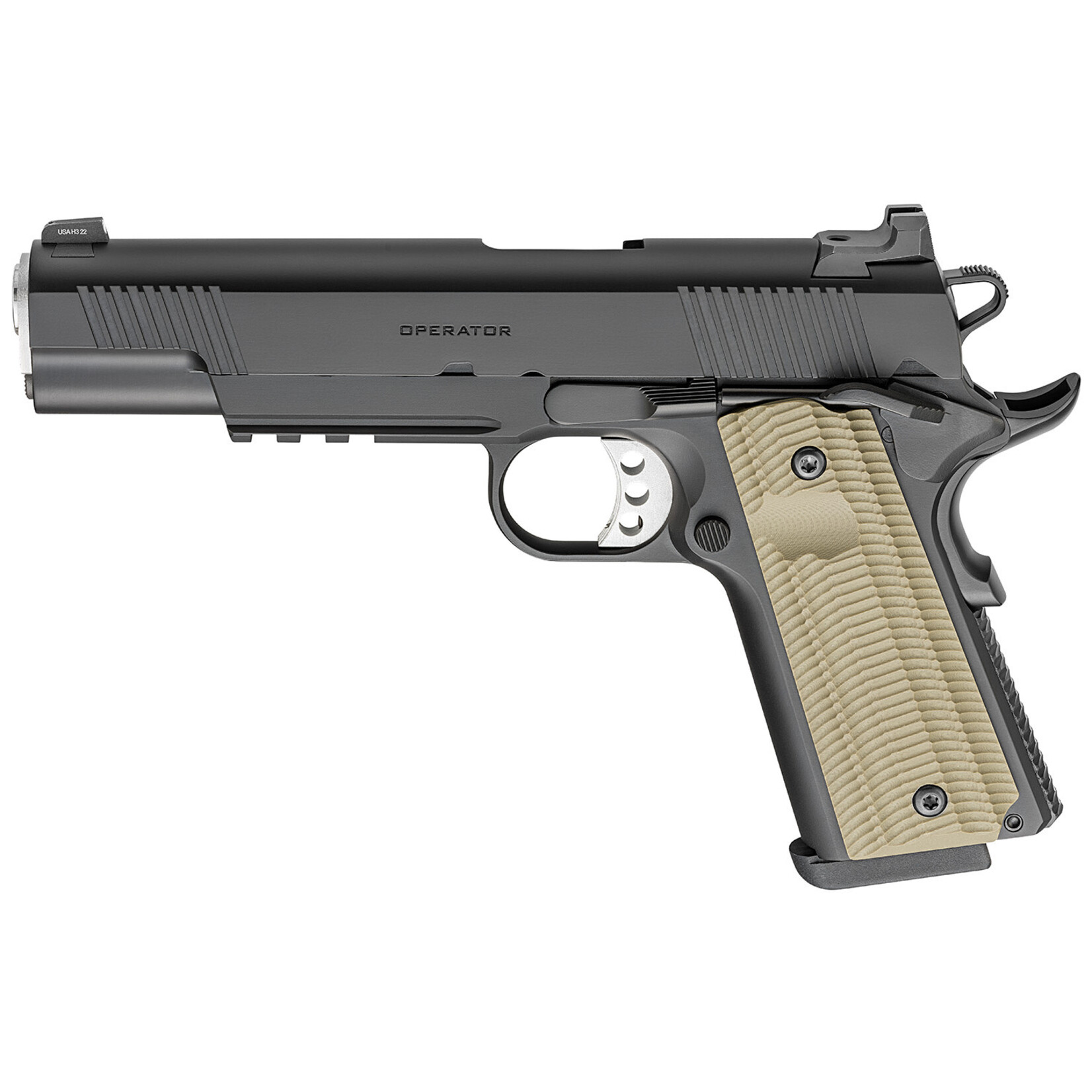 Springfield Armory Springfield Armory Operator 9mm Luger 9+1 5" Stainless Match Grade Steel Barrel, Black Cerakote Serrated Slide, Black Cerakote Stainless Steel Frame w/Beavertail & Picatinny Rail, VZ G10 Grips