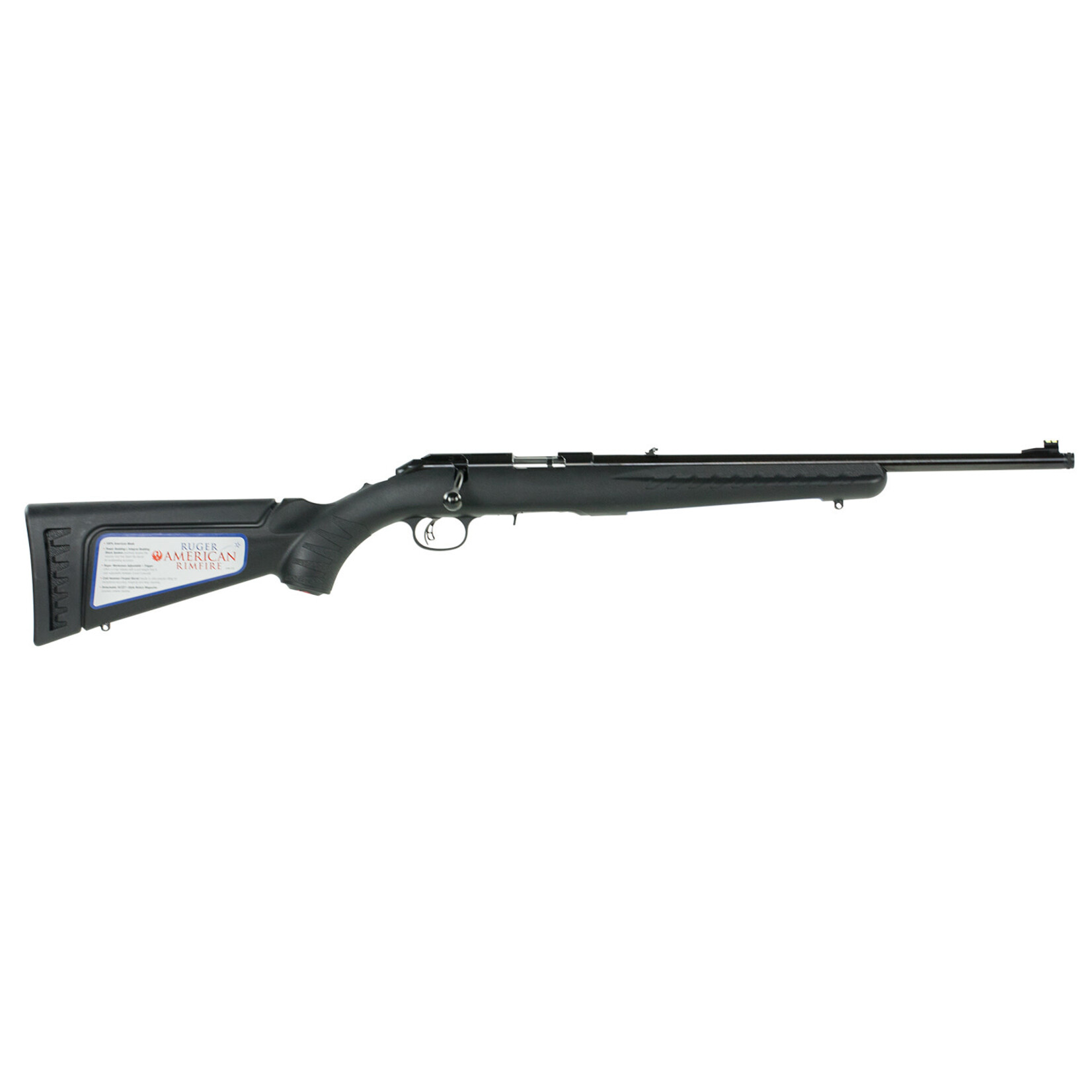 Ruger Ruger American Rimfire 17 HMR 9+1 18" Threaded Barrel, Satin Blued Alloy Steel, Williams Gun Sight Co. Fiber Optic Front Sight, Black Synthetic Stock, Accepts BX-15 Magnum Magazine