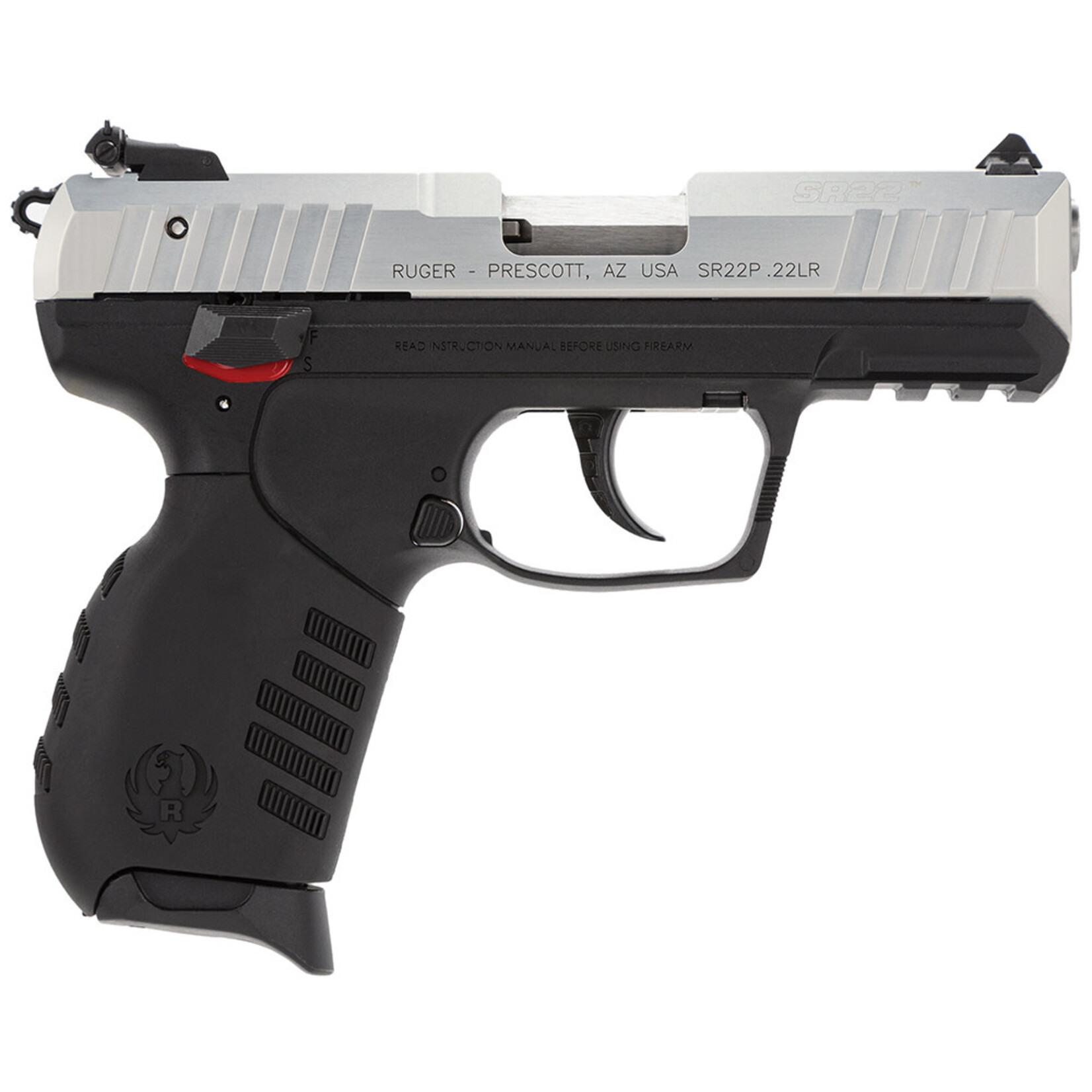 Ruger Ruger SR22 Standard 22 LR 3.50" 10+1 Black Silver Anodize Aluminum Slide Black Polymer Grip