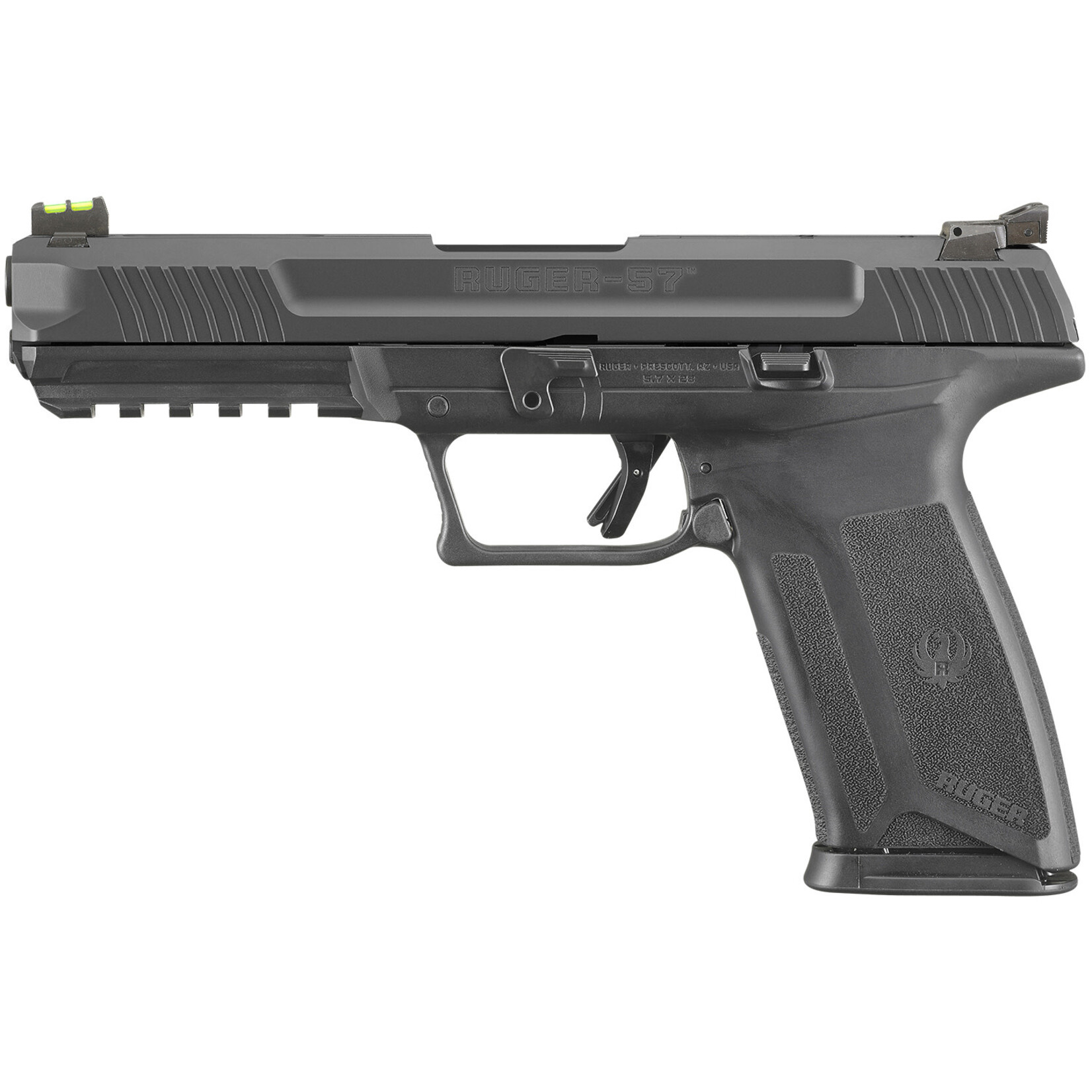 Ruger Ruger Ruger-5.7 Pro 5.7x28mm 4.94" Barrel 20+1, Black Polymer Frame With Picatinny Acc. Rail, Drilled & Tapped Lightening Cut Steel Slide, No Manual Safety, Optics Ready