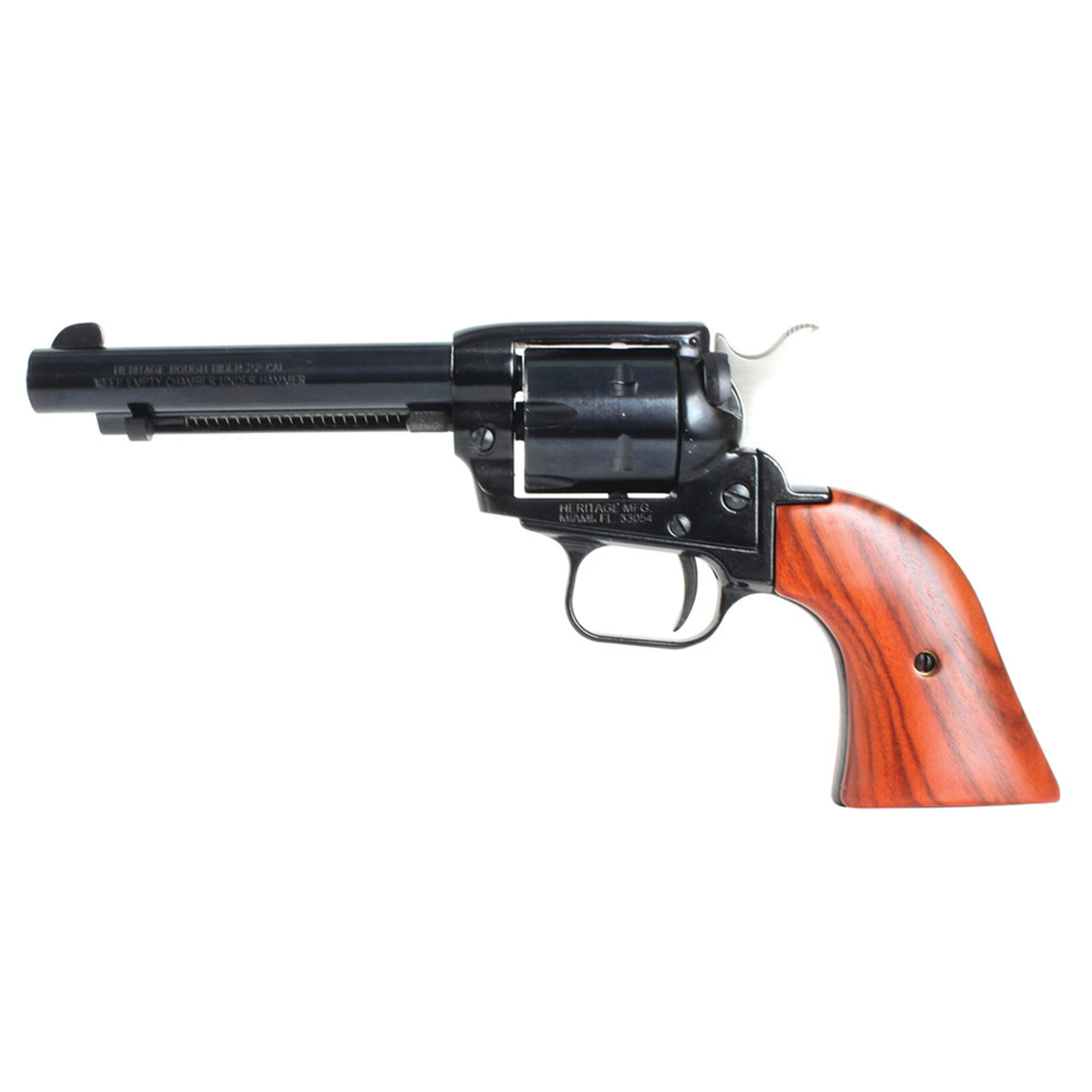 Heritage Manufacturing Heritage Mfg Rough Rider 22 LR 6 Shot, 4.75" Black Steel Barrel, Black Zinc Alloy Frame, Black Cylinder Cocobolo Grip, Hammer/Thumb Safety, Exposed Hammer