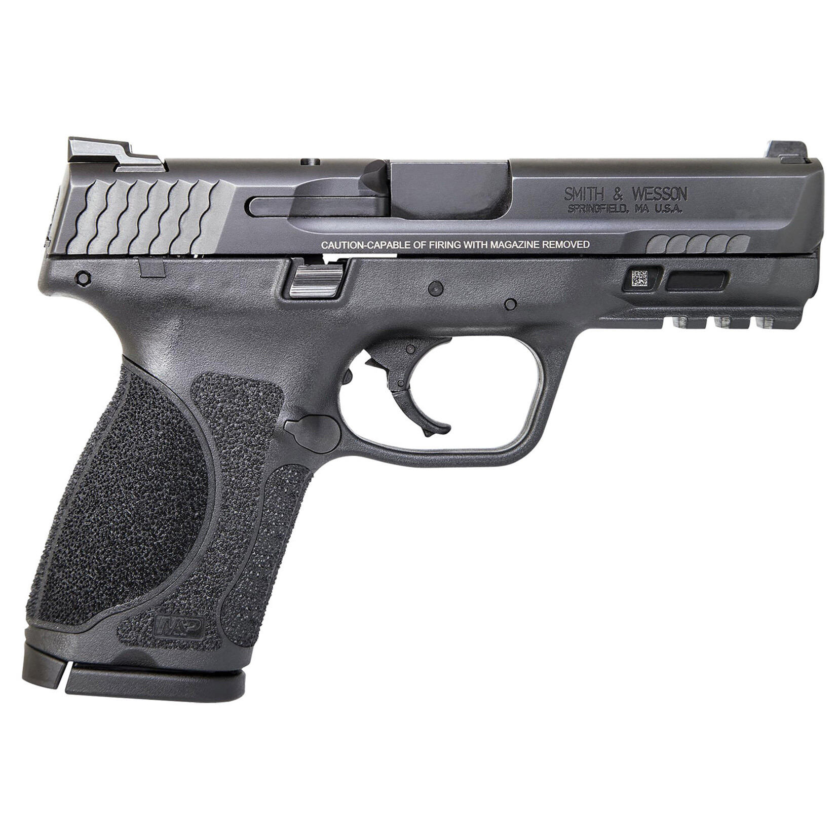 Smith & Wesson Smith & Wesson M&P M2.0 Compact Frame 40 S&W 13+1, 4" Black Stainless Steel Barrel, Black Armornite Serrated Stainless Steel Slide, Matte Black Polymer Frame w/Picatinny Rail, Black w/Interchangeable Backstrap Grip, Right Hand